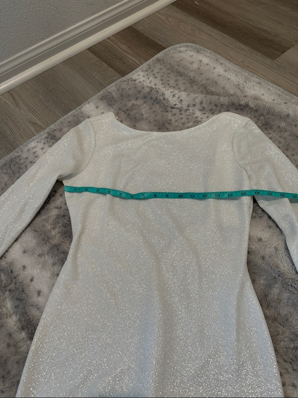 Vintage Jodi Kristopher White Sparkly Long-Sleeve Dress with Embellished Cuffs - Picture 8 of 11